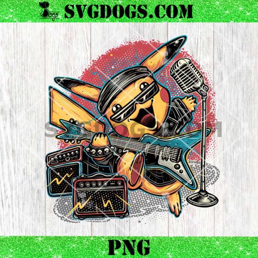 Electric Rocker Pikachu PNG, Pikachu Playing Guitar PNG