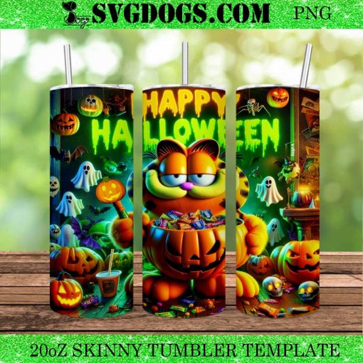 Halloween Garfield 20oz Tumbler Wrap PNG