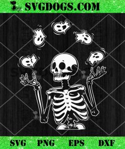 Halloween Skeleton Juggling Ghosts SVG, Dancing Skeleton SVG
