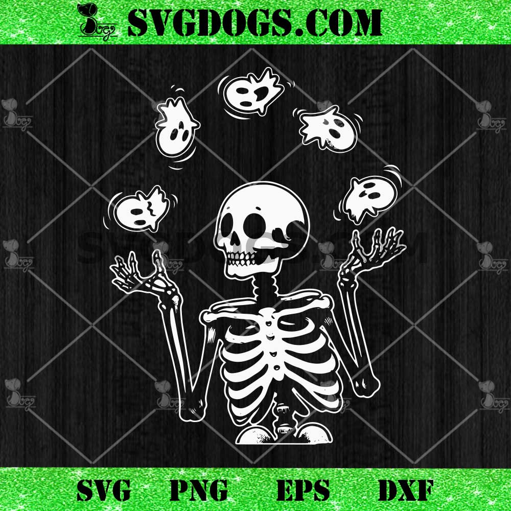 Halloween Skeleton Juggling Ghosts SVG, Dancing Skeleton SVG Halloween Skeleton Juggling Ghosts SVG, Dancing Skeleton SVG