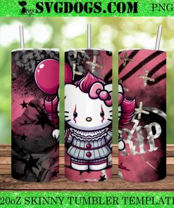 Hello Kitty Pennywise 20oz Tumbler Wrap PNG, Halloween PNG