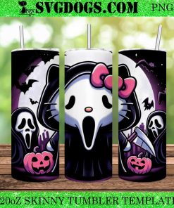 Hello Kitty Scream Ghost Face Halloween 20oz Tumbler Wrap PNG