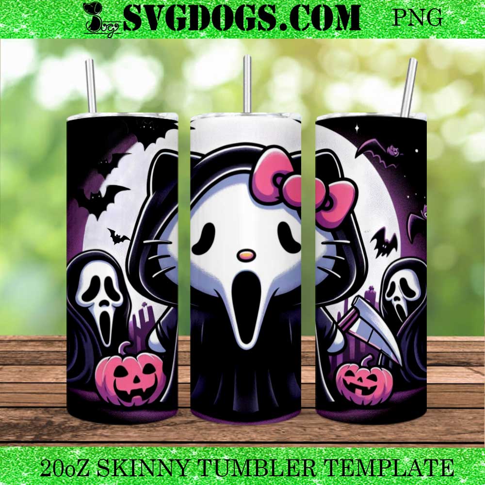 Hello Kitty Scream Ghost Face Halloween 20oz Tumbler Wrap PNG Hello Kitty Scream Ghost Face Halloween 20oz Tumbler Wrap PNG