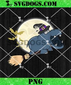 Hippo Boo Halloween PNG, Hat Witch Hat Riding Broom Stick Zoo Animal Lover PNG