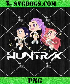 Huntrix Chibi Sparkling Group Shot PNG, KPop Demon Hunters PNG