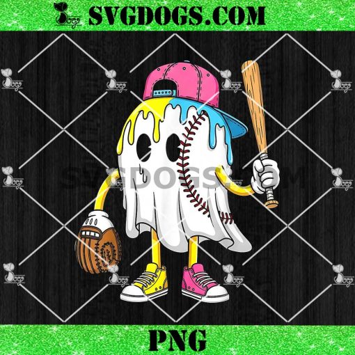 Ice Cream Drip Ghost Baseball PNG, Spots Baseball Drip Halloween PNG