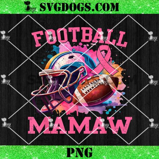In October We Wear Pink Football Mamaw Breast Cancer Warrior PNG