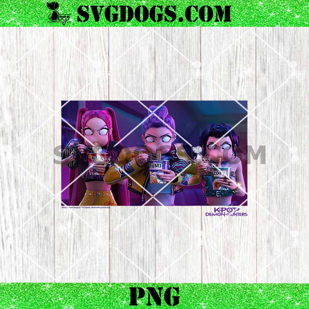 Mira Rumi Zoey Eating Ramyeon Angrily PNG, KPop Demon Hunters PNG Mira Rumi Zoey Eating Ramyeon Angrily PNG, KPop Demon Hunters PNG