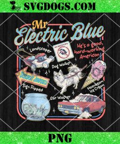 Mr Blue Electric PNG, Funny American Boone Heart PNG