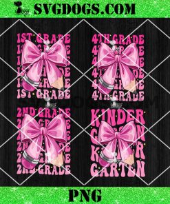 School Coquette Bow PNG Bundle, Girls Coquette Bow Teacher PNG
