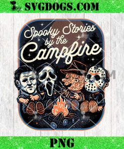 Spooky Stories By The Campfire PNG, Horror Characters Halloween PNG