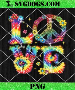 Tie Dye Love Peace PNG, Hippie Peace Love Flowers PNG