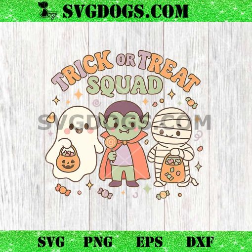 Trick or Treat Squad Pastel Halloween Ghost Vampire Mummy PNG