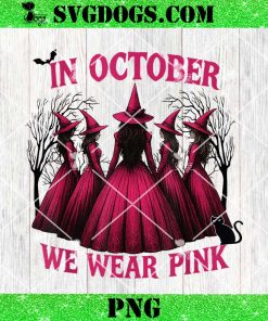 Women’s Casual October We Wear Pink PNG, Witch Breast Cancer PNG