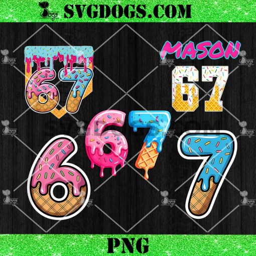 67 Ice Cream Drip Meme PNG Bundle, Six Seven Gen Alpha Slang PNG