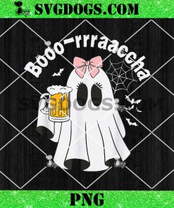Boo-Racha Cute Ghost Coquette Beer PNG, Party Halloween PNG