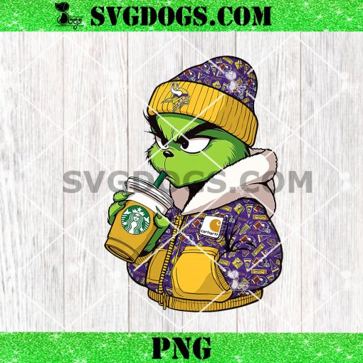 Carhartt Grinch Minnesota Vikings Drink Starbucks Coffee PNG, Grinchmas NFL PNG