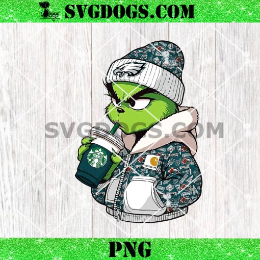 Carhartt Grinch Philadelphia Eagles Drink Starbucks Coffee PNG, Grinchmas PNG