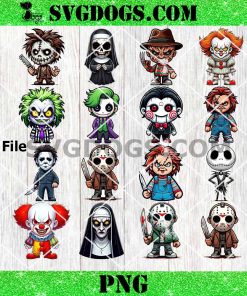 Chibi Horror Character PNG Bundle, Horror Friends Halloween PNG