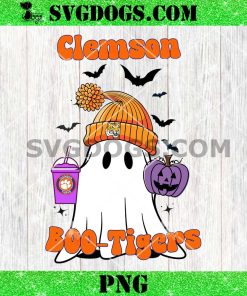 Clemson College Spirit Ghost PNG, Clemson Boo Tigers Coffee Halloween PNG
