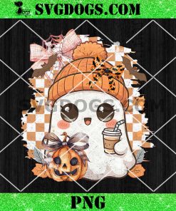 Coquette Kawaii Ghost Pumpkin Spice PNG, Halloween Ghost PNG
