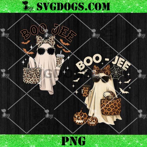 Coquette Leopard Ghost Coffee Boo Jee PNG Bundle, Halloween Boujee Ghost PNG
