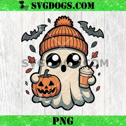 Cute Ghost Pumpkin Spice Fall PNG, Halloween Ghost PNG