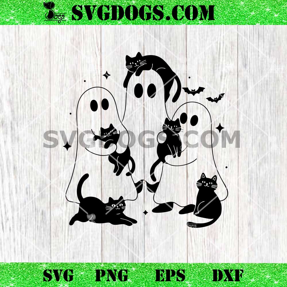 Ghost Black Cat PNG SVG, Cat Halloween SVG Ghost Black Cat PNG SVG, Cat Halloween SVG
