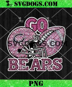 Go Bears Sequin Rhinestone Pink PNG, Chicago Bears Football PNG
