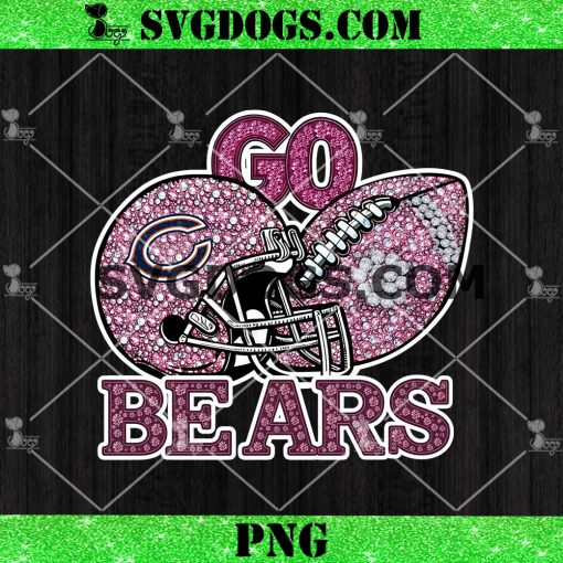 Go Bears Sequin Rhinestone Pink PNG, Chicago Bears Football PNG