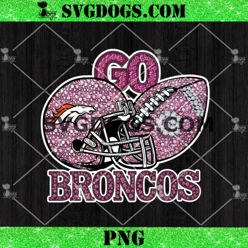 Go Broncos Sequin Rhinestone Pink PNG, Denver Broncos Football PNG