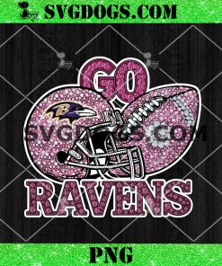 Go Ravens Sequin Rhinestone Pink PNG, Baltimore Ravens Football PNG