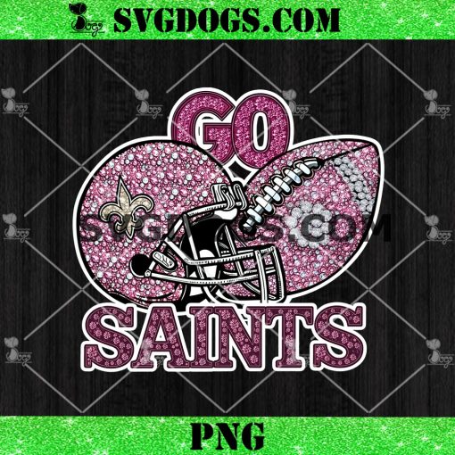 Go Saints Sequin Rhinestone Pink PNG, New Orleans Saints Football Helmet PNG