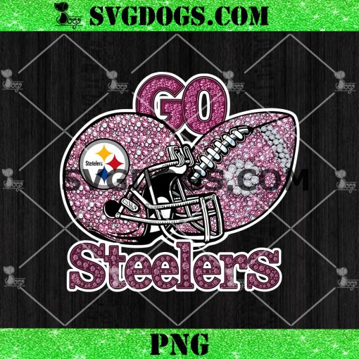 Go Steelers Sequin Rhinestone Pink PNG, Pittsburgh Steelers Football Helmet PNG
