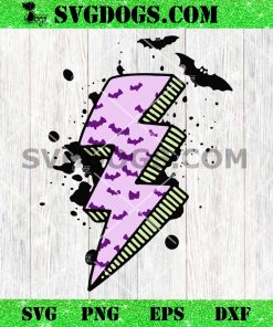 Halloween Bat Lightning SVG, Lightening Bolt Doodles SVG