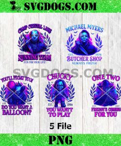 Halloween Horror Neon Friends PNG Bundle, Horror Movie PNG