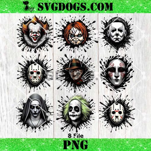 Horror Killers Bundle PNG, Horror Movie Face Blood Drip PNG