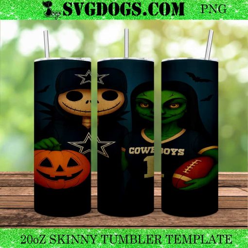Jack And Sally Dallas Cowboys 20oz Tumbler Wrap PNG, Cowboys NFL Halloween PNG