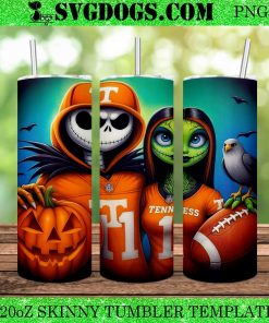 Jack And Sally Tennessee Football 20oz Tumbler Wrap PNG, Tennessee Halloween PNG