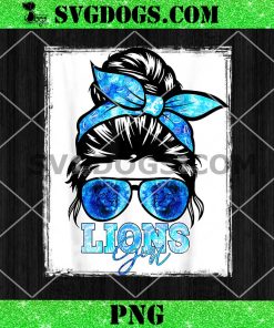 Lions Girl Messy Bun Sports Team PNG