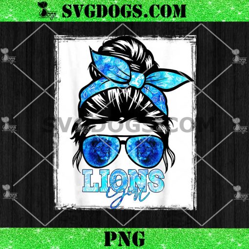 Lions Girl Messy Bun Sports Team PNG