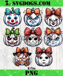 Pumpkin Horror Character Halloween PNG Bundle, Halloween Horror Movies PNG