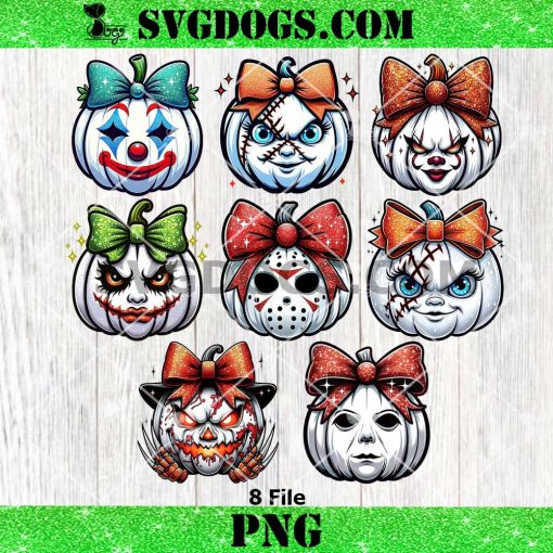 Pumpkin Horror Character Halloween PNG Bundle, Halloween Horror Movies PNG