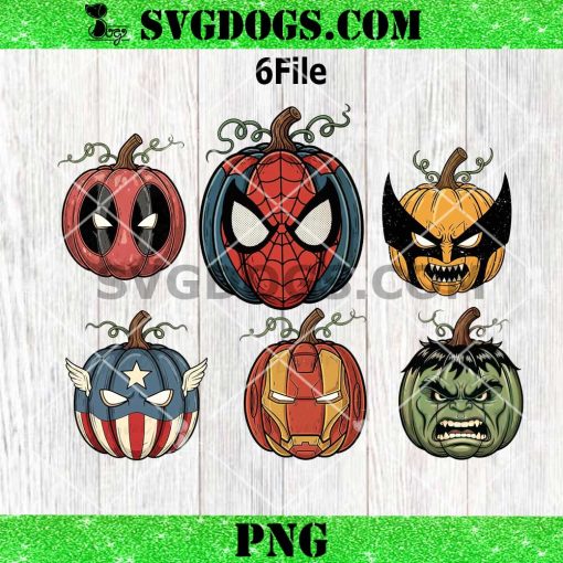 Super Heroes Halloween Bundle PNG, Marvel Halloween Pumpkin PNG