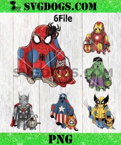 Super Heroes Halloween PNG Bundle, Superhero Pumpkins PNG