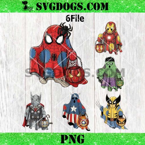 Super Heroes Halloween PNG Bundle, Superhero Pumpkins PNG
