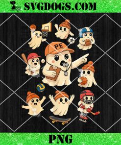 Halloween PE Teacher Ghost Playing Sports PNG