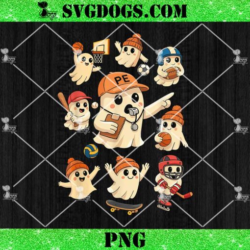 Halloween PE Teacher Ghost Playing Sports PNG