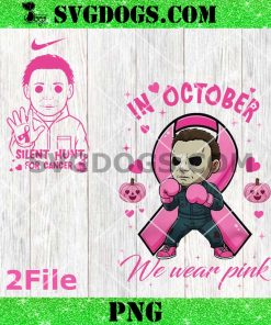 Michael Myers In Octorber We Wear Pink PNG, Silent Hunt For Cancer PNG