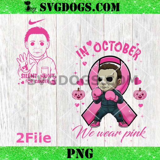 Michael Myers In Octorber We Wear Pink PNG, Silent Hunt For Cancer PNG